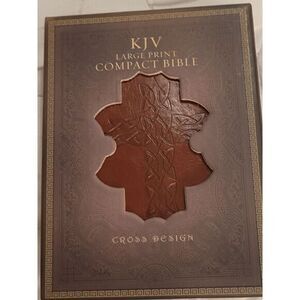 KJV Large Print Compact  Bible Cross Design in‎ box Holman Brown Sim Leather